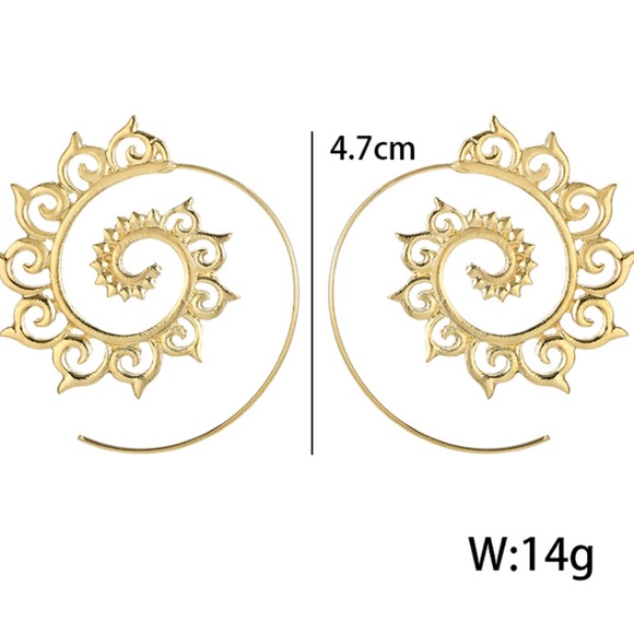 3/$30 Gold Boho Spiral Earrings - Picture 3 of 4